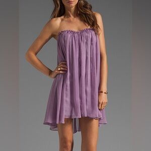 Blaque Label Purple Chiffon Sweetheart Strapless Mini Dress Small